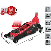 Ks Tools performance - Cric hydraulique en aluminium, 1 500 kg, hauteur de levage : 90-360 mm