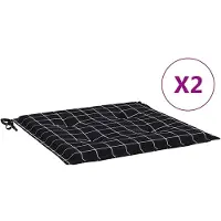 vidaXL Coussins De Chaise De Jardin Lot De 2 Motif ¿¿ Carreaux Noir