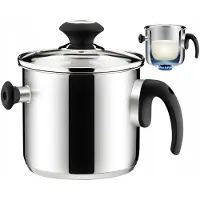 Tescoma Doppelwandiger Milchtopf PRESTO mit Deckel ø 16 cm, 2.0 l, Poêle + casserole, Argent