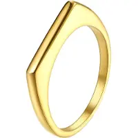 Hey Happiness Bague 'Sleek Arc Signet' or