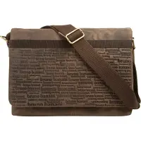 Bruno Banani Cuir sac à épaule bandoulière mallette pour ordinateur portable All Over Postbag Brown brun
