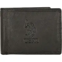 U.s. polo assn. ASSN. Cuir porte-monnaie Horizontal Wallet with Coin and Flap Black noir