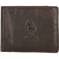 U.s. polo assn. ASSN. Cuir porte-monnaie Horizontal Wallet with Coin and Flap Brown brun