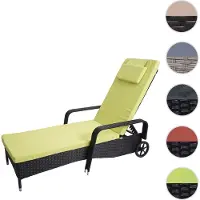 Mendler Chaise Longue Carrara, Polyrotin, Bain De Soleil, Couchette, Alu Anthracite, Coussin Vert Clair