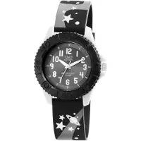 Q&Q Montre-bracelet pour enfants , en plastique, bracelet en silicone, thème : espace, étanche jusqu'à 10 bars, diamètre : 35 mm