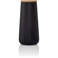 AdHoc Moulin à poivre et à sel , noir, avec mécanisme de broyage en céramique CeraCut, en plastique/bois de chêne, diamètre : 5,8 cm, hauteur : 12,3 cm
