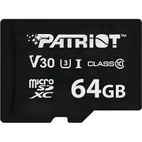 Patriot Carte mémoire microSDXC Patriot VX Series 64 Go V30 Classe 10 UHS-I U3 4K UHD PSF64GVX31MCX