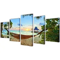 vidaXL Set de toiles murales imprimées Plage avec hamac 100 x 50 cm
