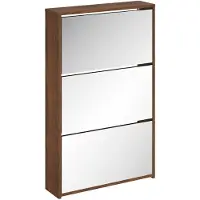 vidaXL Armoire à chaussures miroir 3niveaux Chêne marron 63x17x102,5cm