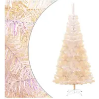 vidaXL Sapin de Noël artificiel pointes iridescentes Blanc 180 cm PVC