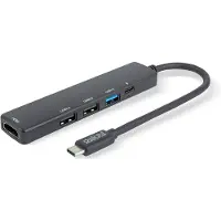 HomeShopXL Hub USB-C avec HDMI 4K, 3x USB-A et 1x USB-C - Charge rapide PD 100 W - 5 Gbit/s - Adaptateur multifonction compact pour ordinateur portable, tablette et smartphone [55064]