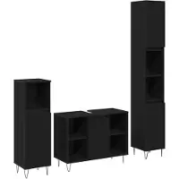 vidaXL Ensemble de meubles de salle de bain, 3 pièces, imitation chêne noir