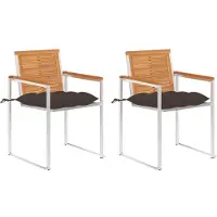 vidaXL Chaises de jardin avec coussins 2 pcs. Bois massif acacia et acier