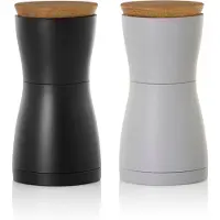 AdHoc MP125 Set moulin à sel et moulin à poivre Twin Black & Grey, plastique | bois de chêne