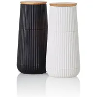 AdHoc MP150 Set moulin à sel et moulin à poivre Scape Black & White, plastique | bois de chêne