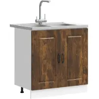 vidaXL Armoire de cuisine , modèle Kalmar, finition chêne fumé, dimensions : 80 x 46 x 81,5 cm