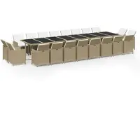 vidaXL Ensemble de salle à manger de jardin 21 pièces avec coussins en polyrotin beige