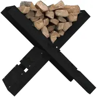 vidaXL Porte-bûches noir 47x39,5x48 cm Pin massif