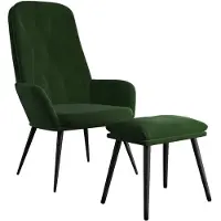vidaXL Fauteuil relax avec pouf vert foncé velours