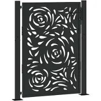 vidaXL Portail de jardin noir 105 x 130 cm en acier avec motif flamme