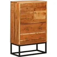 vidaXL Commode avec porte Naturel 55 x 30 x 90 cm Bois d'Acacia Massif
