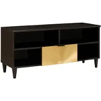vidaXL Meuble TV noir et doré 100 x 33 x 46 cm en aggloméré