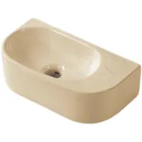Qeramiq Pure Lavabo pour WC - 40x22x12cm - Lisse - semi-circulaire - sans trou de robinet - Céramique - Beige mat 8716LB(NF)