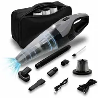 STAUS&BACH Aspirateur à miettes avec sac de rangement et 3 filtres HEPA - Aspirateur à main léger sans fil - Aspirateur pour voiture - Noir