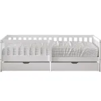 Sunny Isa Lit 1 Place Avec 2 Tiroirs De Rangement, Blanc, En Bois | Sans Matelas - Lit Avec Barrière De Sécurité - 206 X 98 Cm | Pour Matelas : 90 X