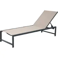 Axi Zane Transat En Gris / Marron | Bain De Soleil Avec Structure Métallique Réglable En 5 Positions | Chaise Longue D'Extérieur / De Jardin