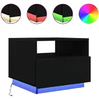 vidaXL Table basse avec lampes LED noir aspect chêne 50x49x40 cm