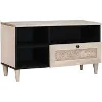 vidaXL Meuble TV , blanc blanchi, 80 x 33 x 46 cm, bois de manguier massif