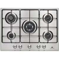 Continental Edison Plaque de cuisson 5 brûleurs à gaz avec 1 brûleur triple couronne en acier inoxydable