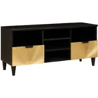 vidaXL Meuble TV noir et doré 100 x 33 x 46 cm en aggloméré
