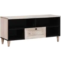 vidaXL Meuble TV , blanc blanchi, 100 x 33 x 46 cm, bois de manguier massif