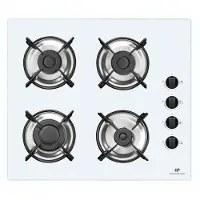 Continental Edison Plaque de cuisson encastrable CECTG4VW1, Gaz, 4 brûleurs, Blanc