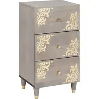 vidaXL Buffet gris et doré 40 x 33 x 75 cm en bois massif de manguier