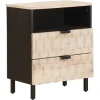 vidaXL Cabinet de chevet Blanc 50 x 33 x 60 cm Bois de mangue massif