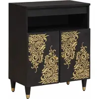 vidaXL Buffet avec étagère Noir 60 x 33 x 75 cm Bois de mangue massif
