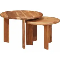 vidaXL - Tablettes gigognes, 2 pièces, marron, diamètre 50 x 40 cm, en bois d'acacia massif