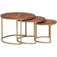 vidaXL : Ensemble de 3 tables gigognes, couleur miel, 54 x 54 x 40 cm