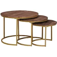 vidaXL : Ensemble de 3 tables gigognes, couleur marron foncé, dimensions : 54 x 54 x 40 cm