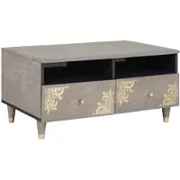 vidaXL Table basse à tiroirs Gris 80 x 54 x 40 cm Bois massif de manguier