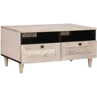 vidaXL Table basse blanc blanchi 80 x 54 x 40 cm en bois massif de manguier