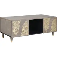 vidaXL Table basse Gris 100 x 54 x 40 cm Bois massif de manguier