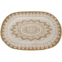 vidaXL Tapis en jute à motif floral naturel 100 x 152 cm Jute