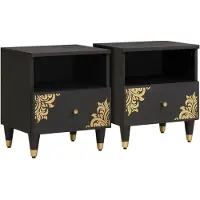 vidaXL Cabinet de chevet avec tiroir 2 pcs Noir 40 x 33 x 46 cm
