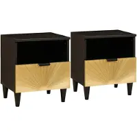 vidaXL Table de chevet avec tiroir 2 pcs Noir et or 40 x 33 x 46 cm