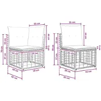 vidaXL Ensemble de canapés d'extérieur , 12 pièces, noir et gris foncé, polyester