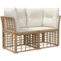 vidaXL Ensemble de canapés d'extérieur , 10 pièces, couleur naturelle et blanc crème, en polyester
